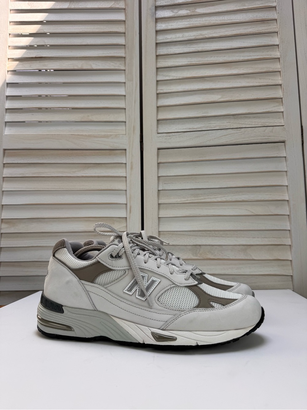 New Balance 991 Made in England M991FLB White Grey Leather Men’s US 11.5
